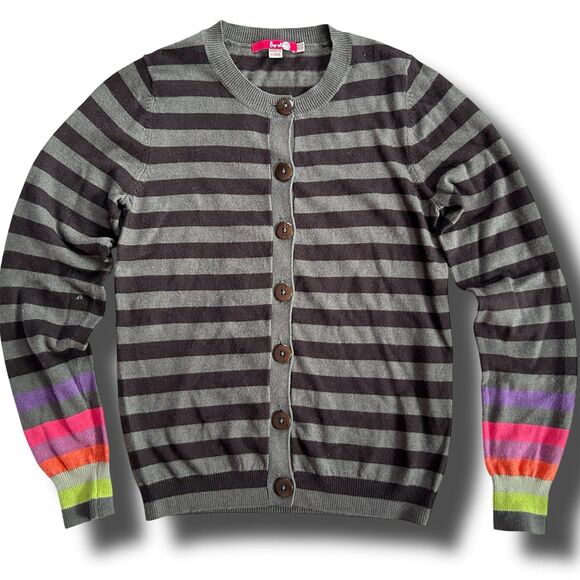 Boden Striped Cashmere Blend Cardigan size 4 Sweater Angora Rabbit Hair - Picture 1 of 7